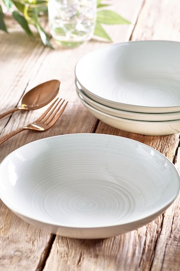 White Kya Dinnerware Set of 4 Pasta Bowls