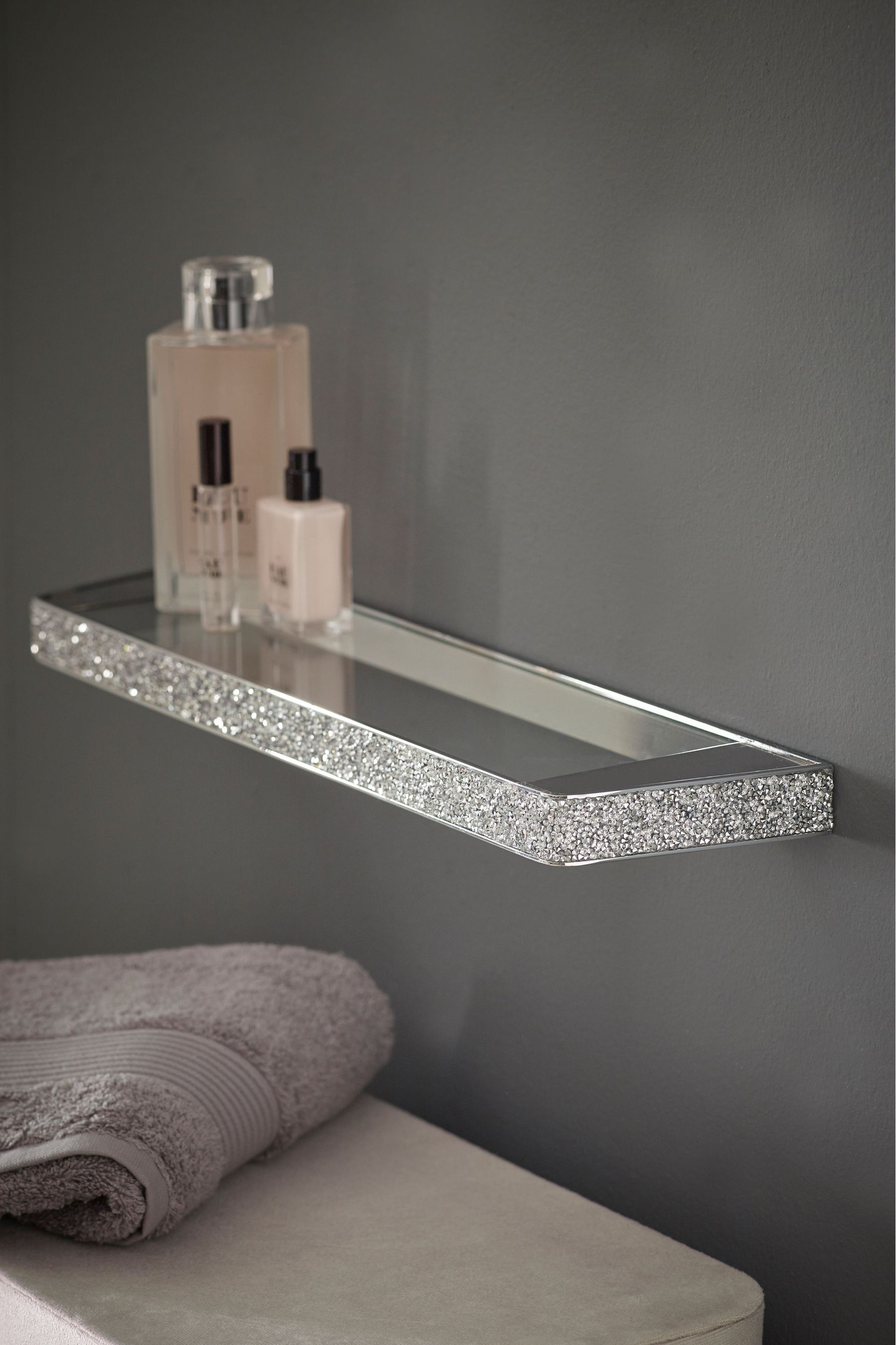 Silver shelves for hot sale wall