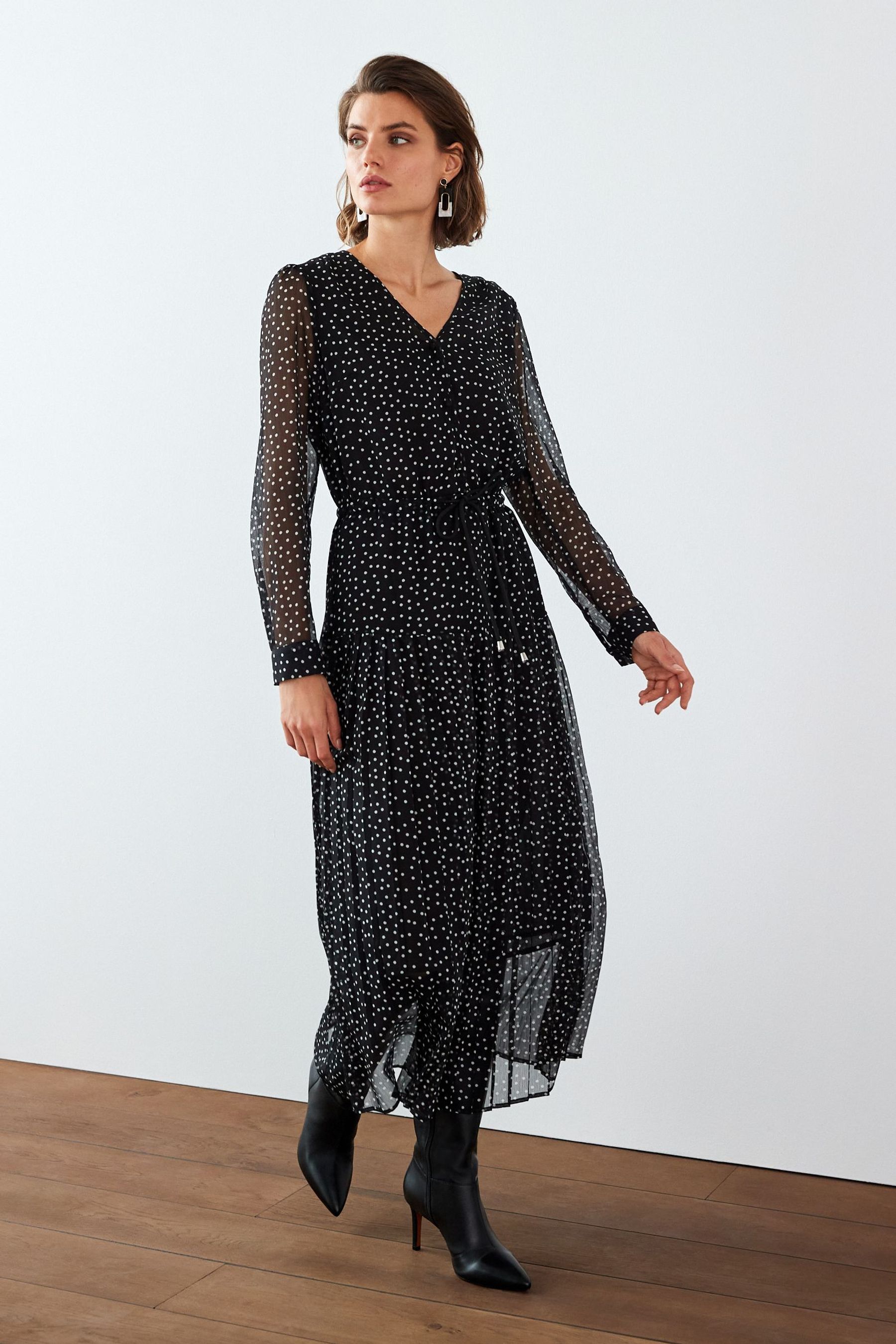 pleated skirt midi dress