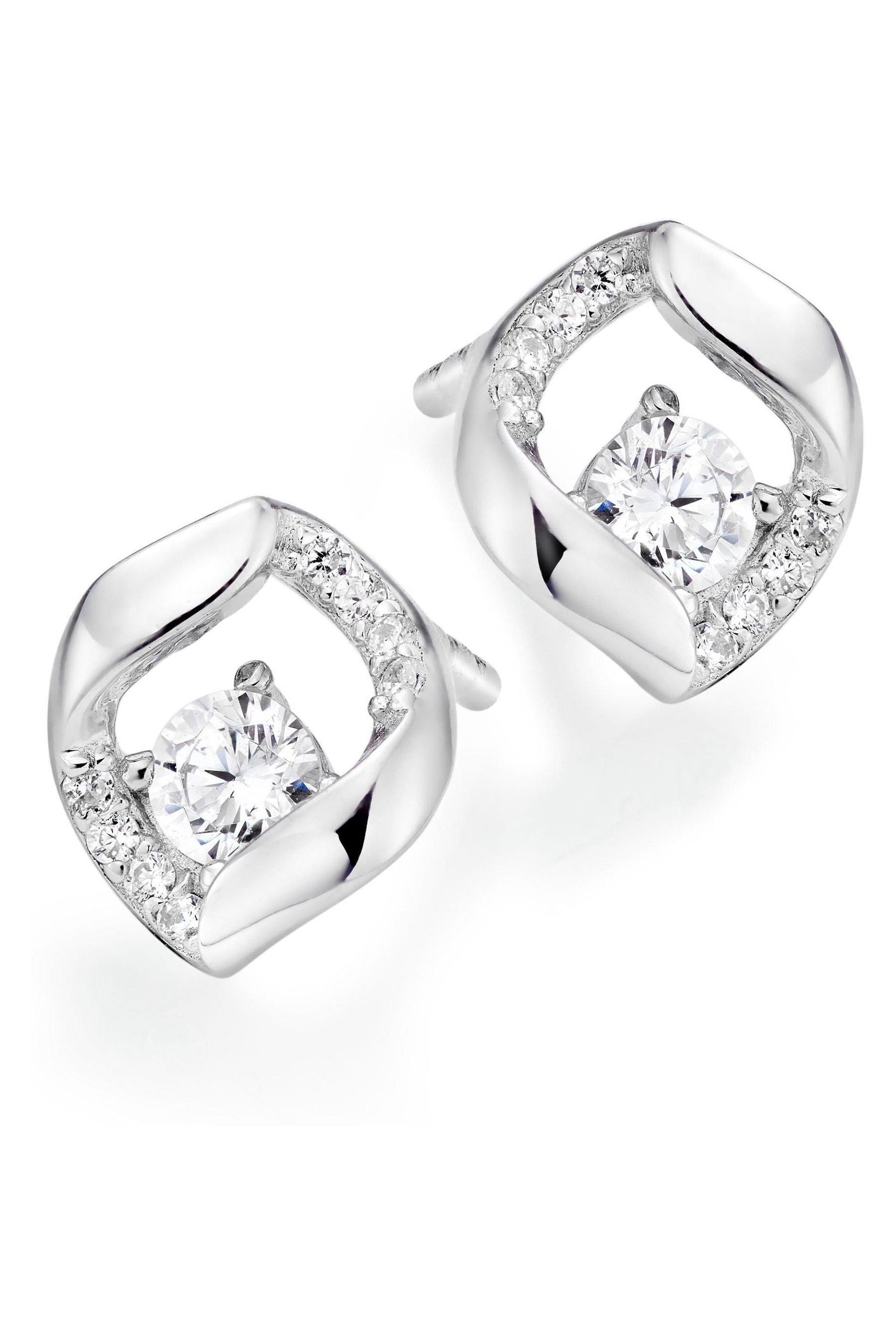 Beaverbrooks silver cubic top zirconia stud earrings