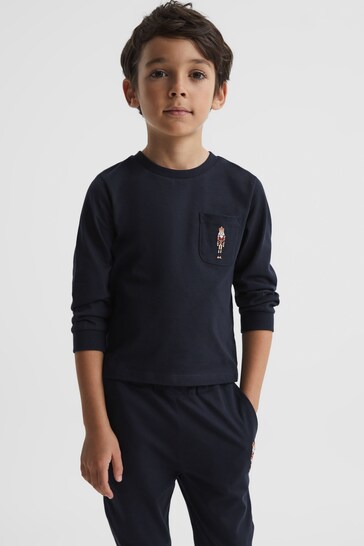 Buy Reiss Will Long Sleeve Embroidered Nightwear Top from the Next UK ...