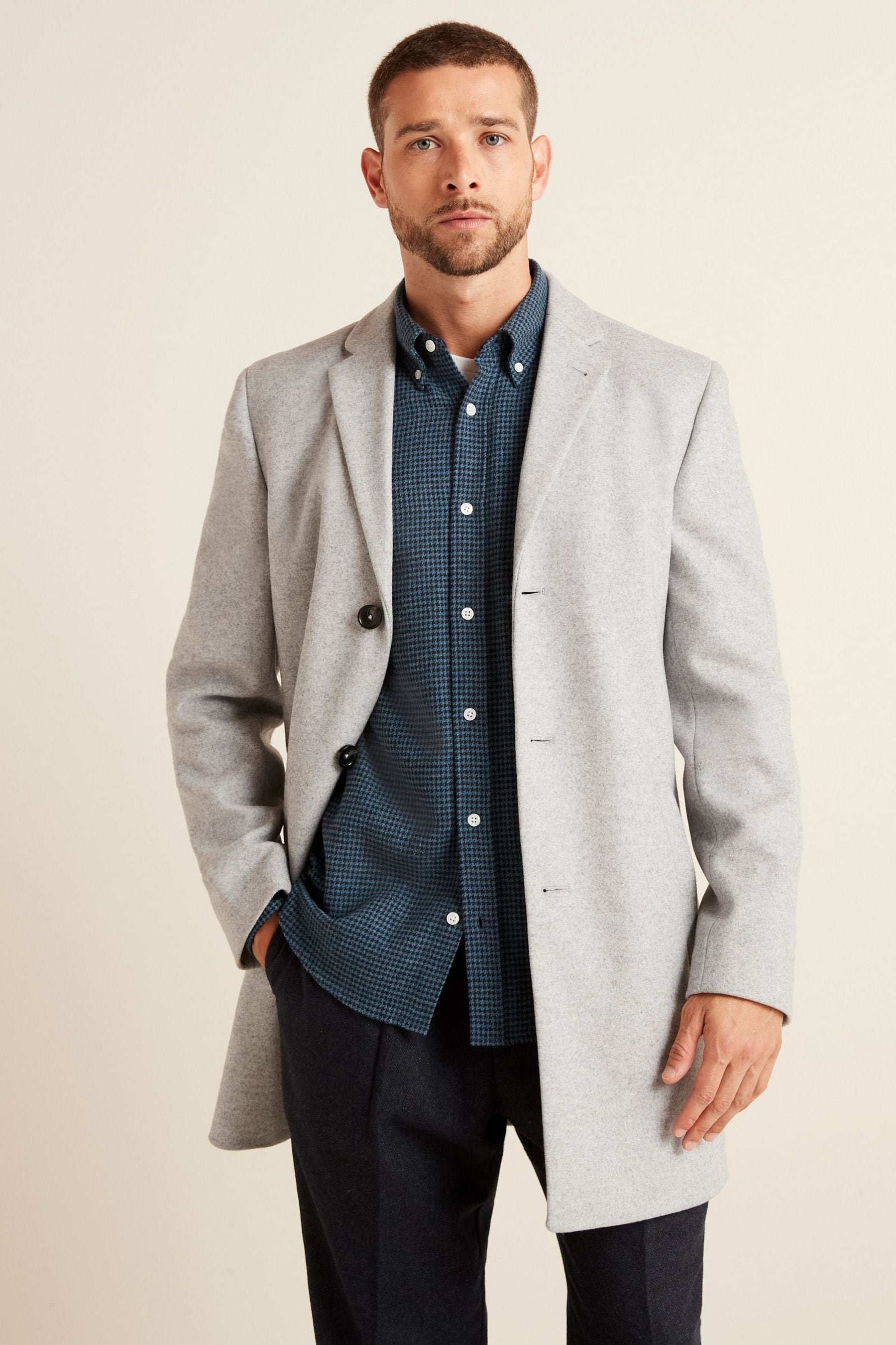 Light grey on sale wool coat mens