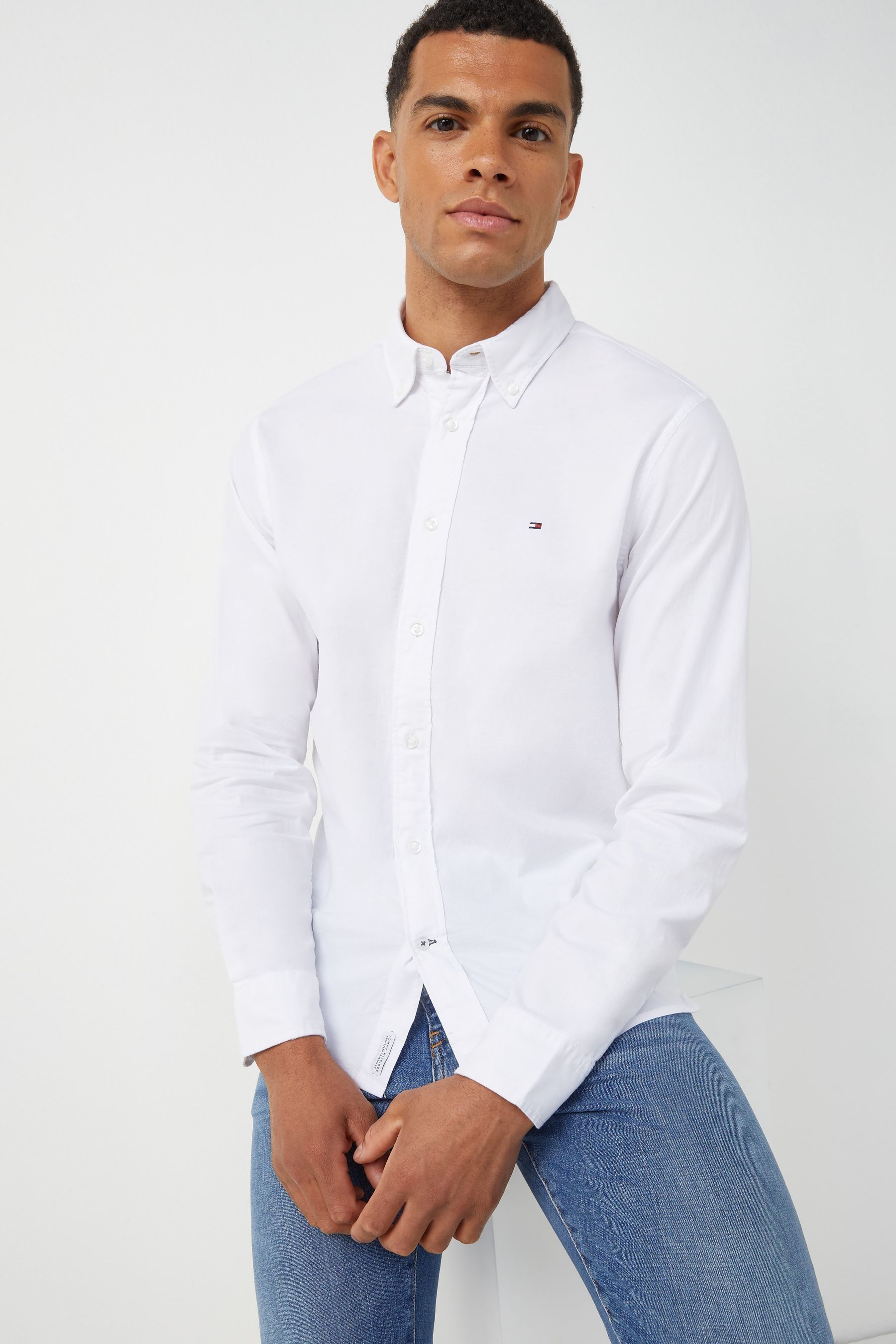 Tommy hilfiger white dress deals shirt
