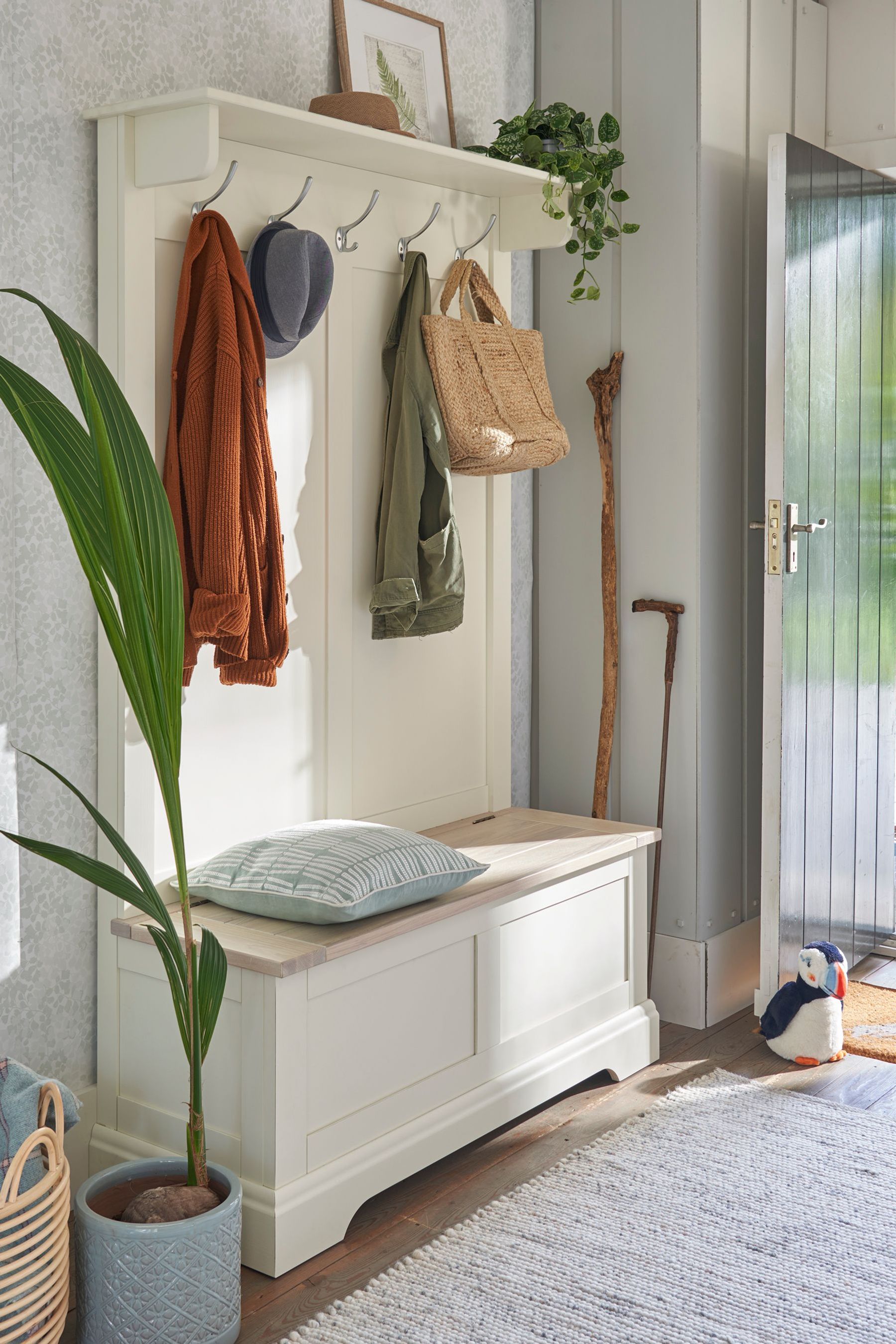 Entryway bench best sale coat hanger