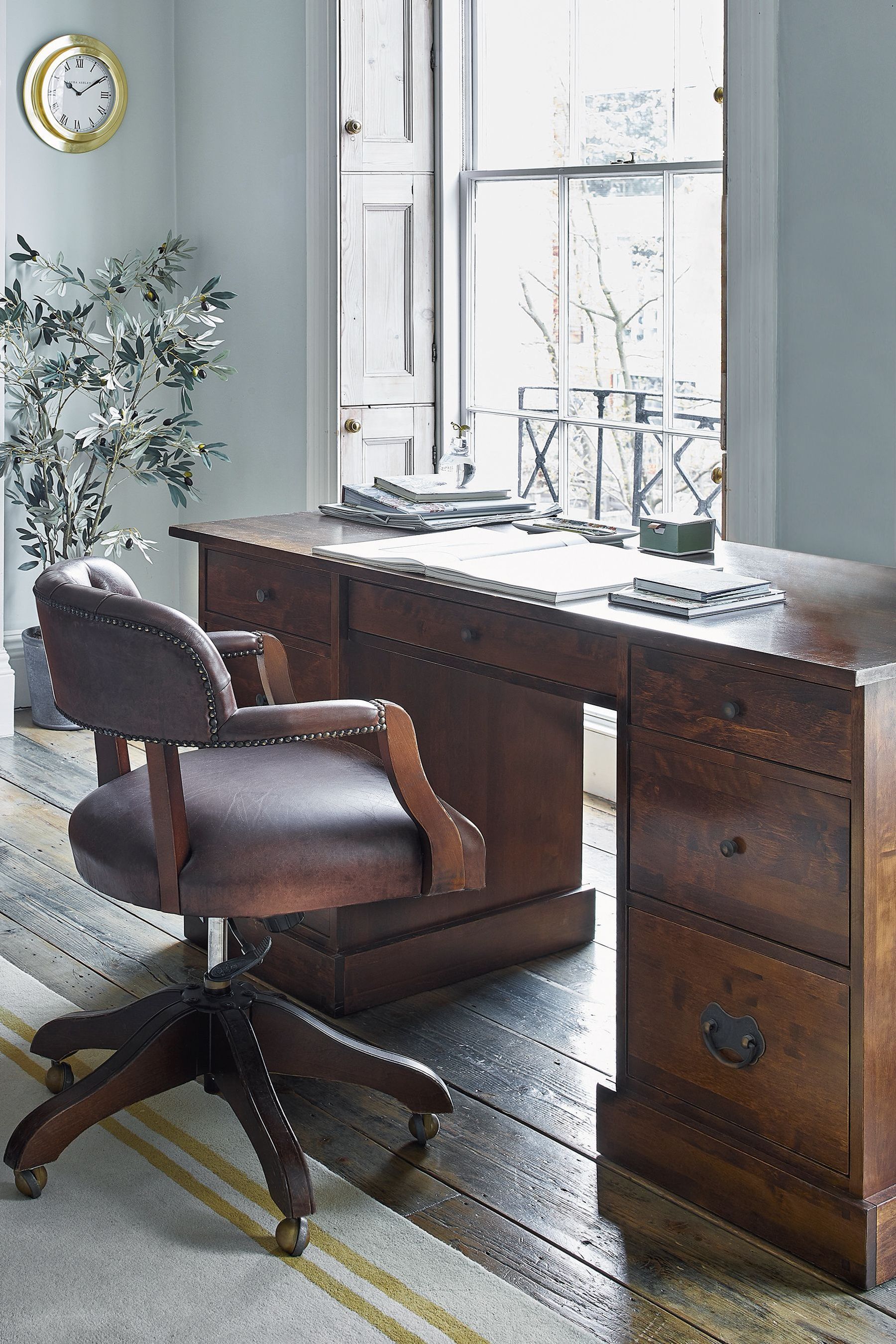 Chestnut wood and black metal williard desk with shelves deals