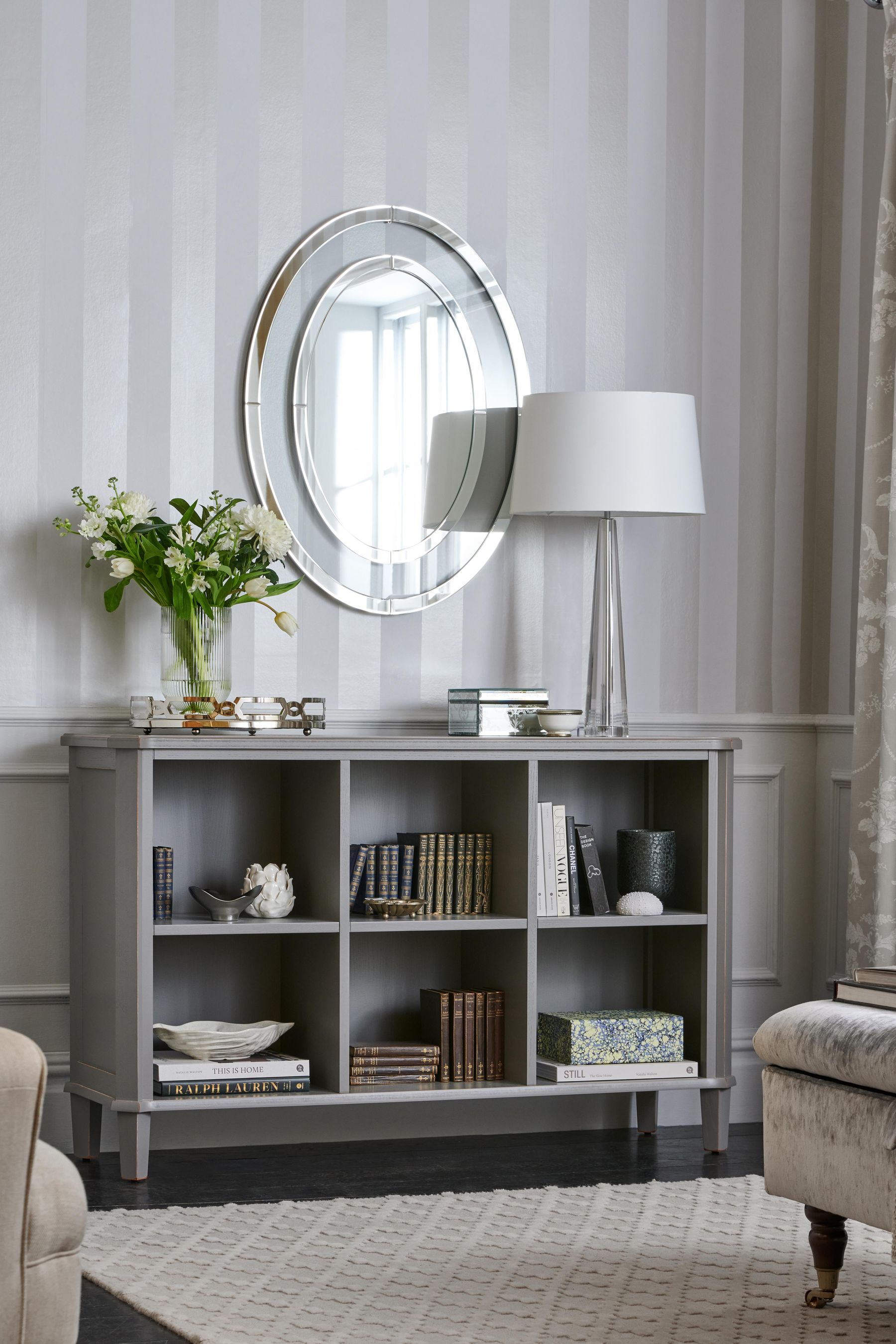 Laura Ashley Pale Charcoal Henshaw Low Bookcase