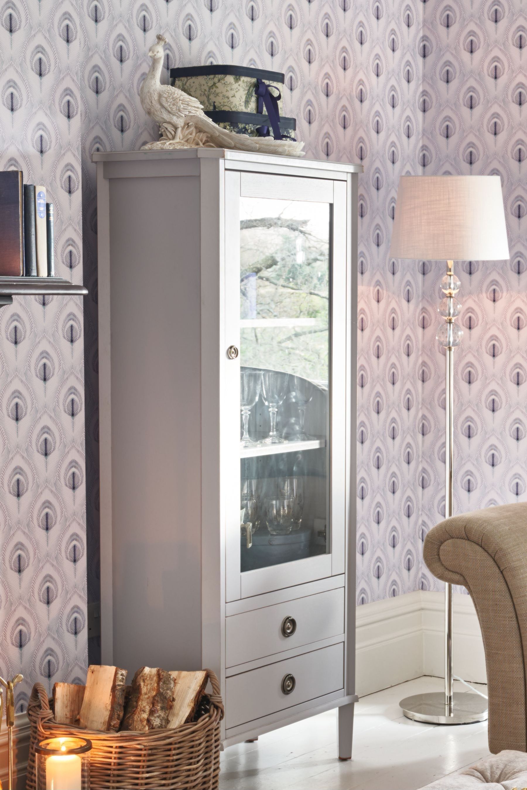Laura Ashley Pale Charcoal Henshaw 1 Door 2 Drawer Display Unit