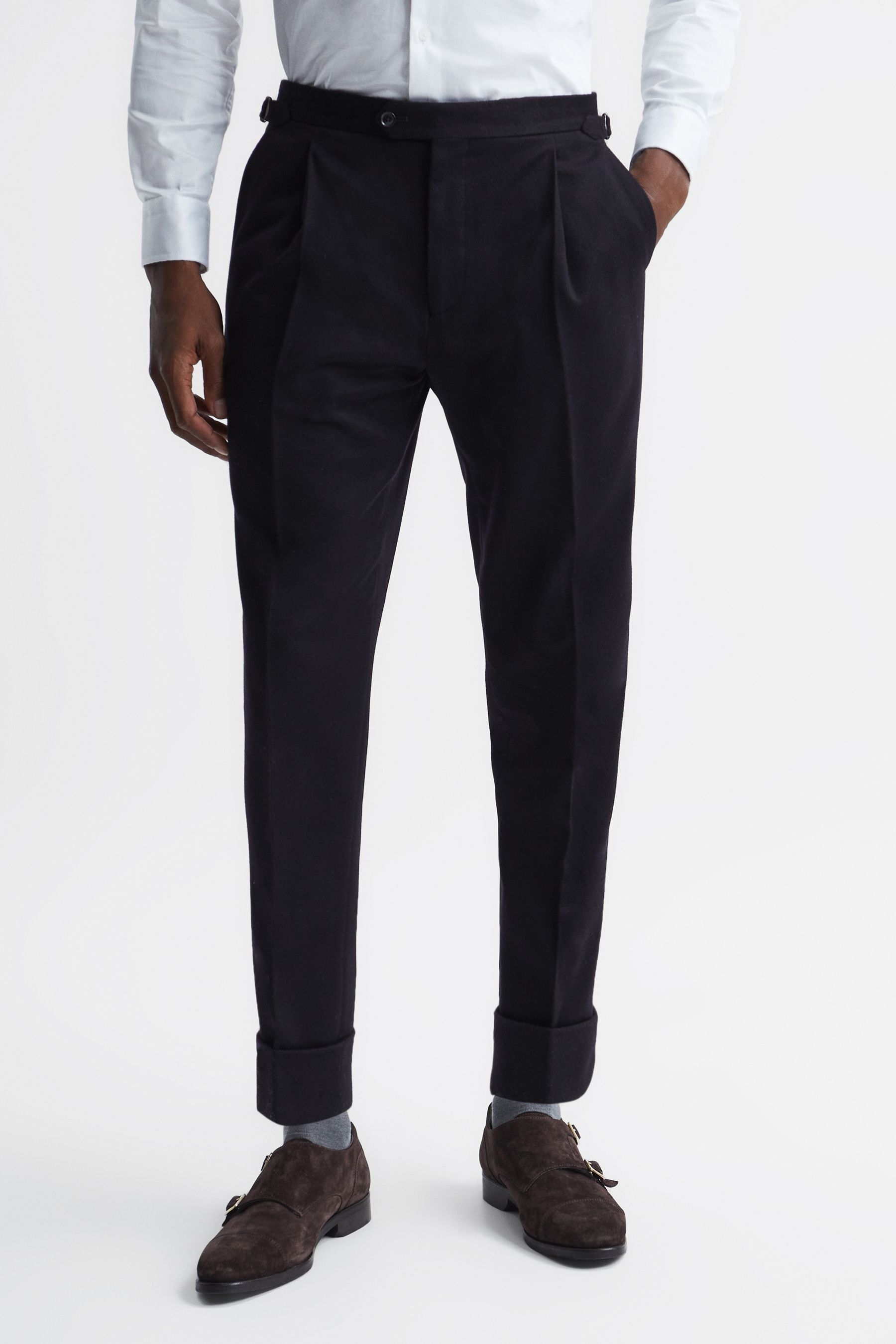 Buy Reiss Navy Langham Cashmere Side Adjuster Trousers from the Next UK ...