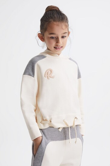 Buy Reiss Pale Pink/Grey Marl Estella Junior Colourblock Hooded ...