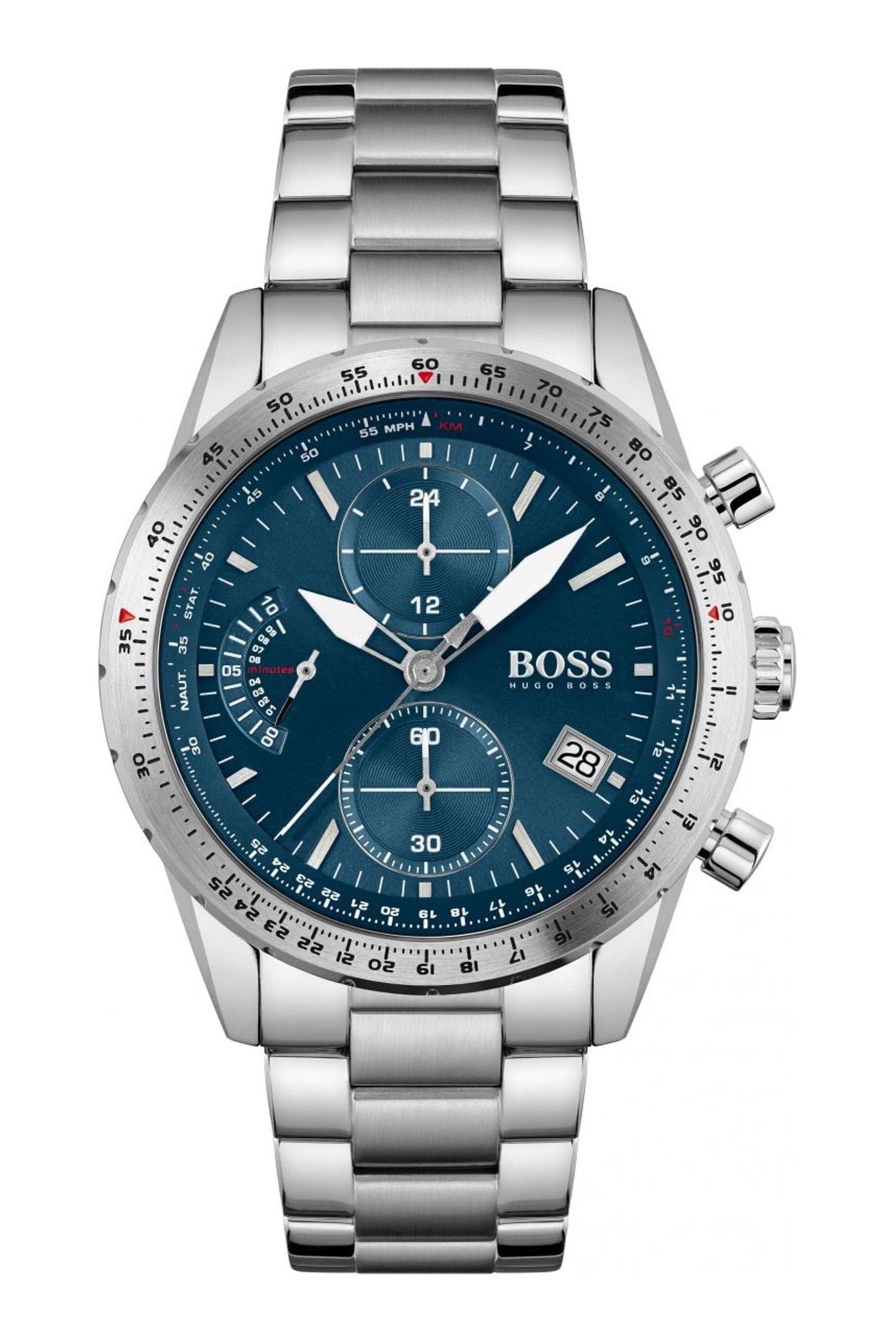 Buy BOSS Silver Gents Pilot Edition Chrono Watch from the Next UK
