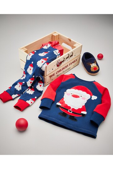 Navy Blue Santa Christmas Pyjamas (9mths-12yrs)