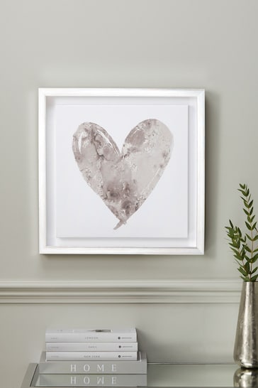 Silver Heart Framed Canvas Wall Art