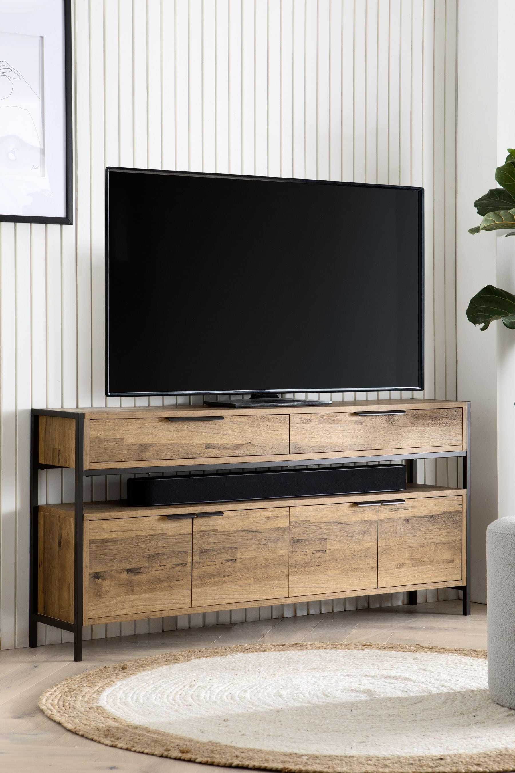 Dark Bronx Up to 65 inch Soundbar Oak Effect TV Unit