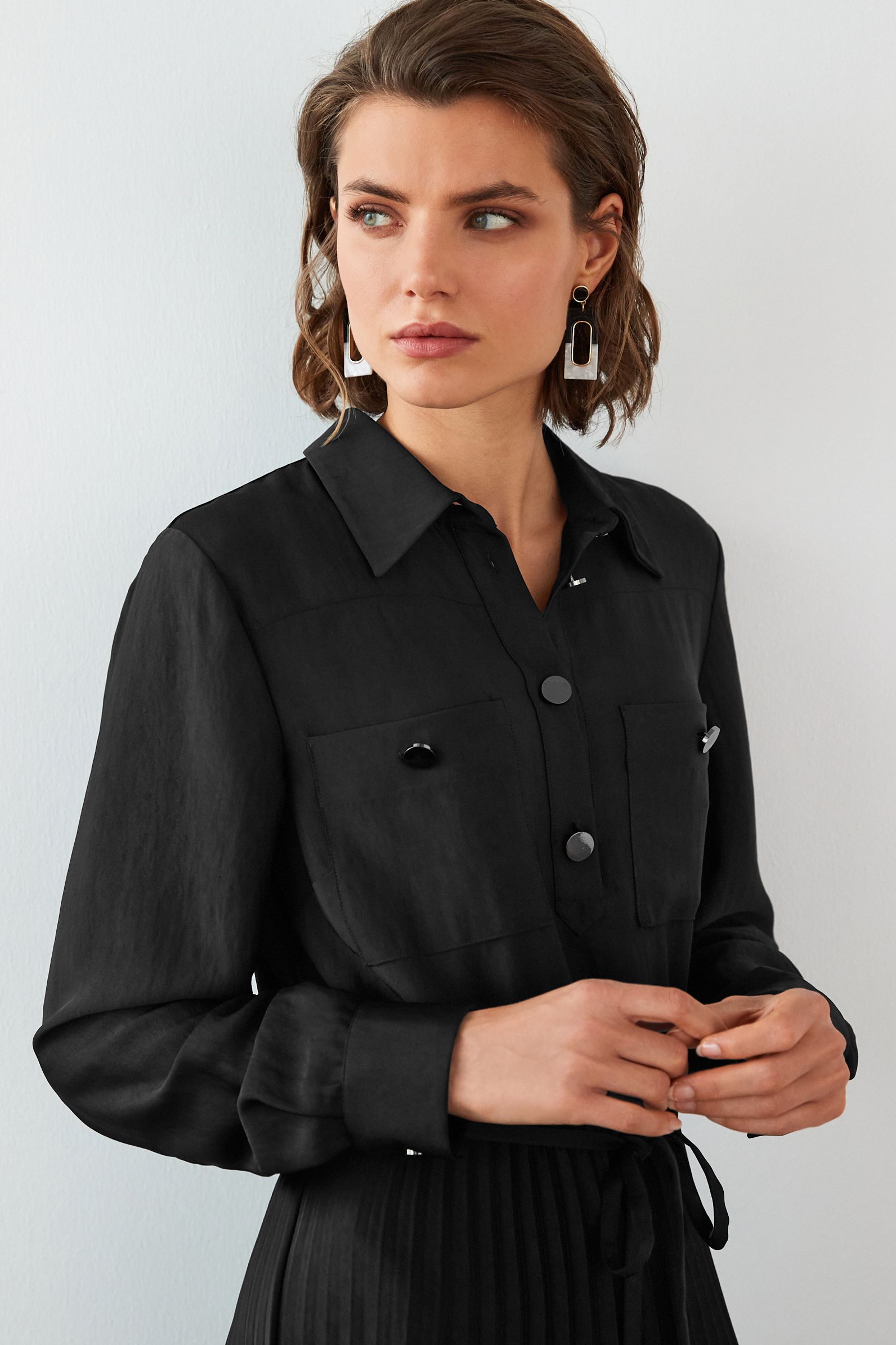 Buy Pleated Long Sleeve Belted Midi Shirt Dress from Next Ireland