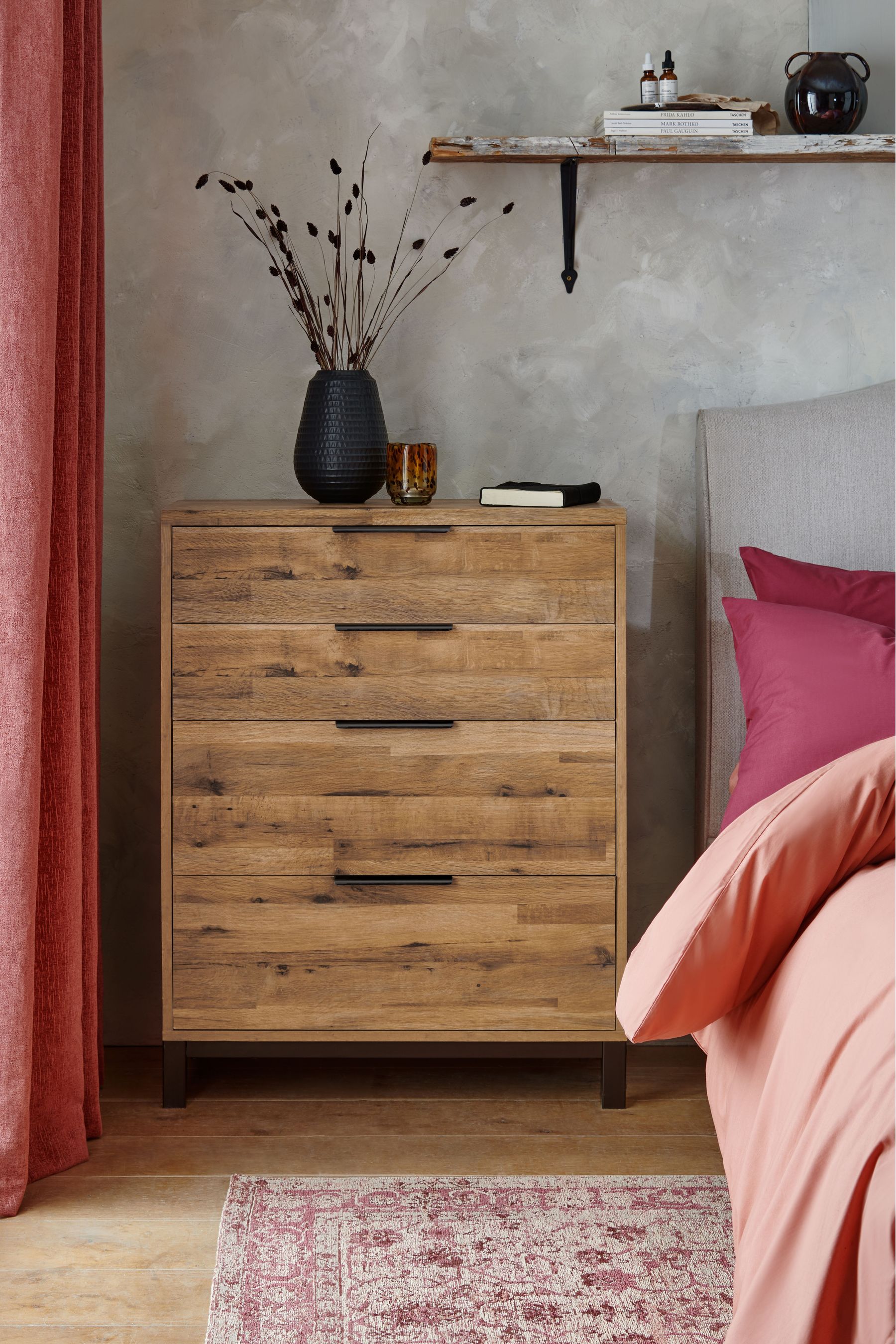Dark sales oak drawers