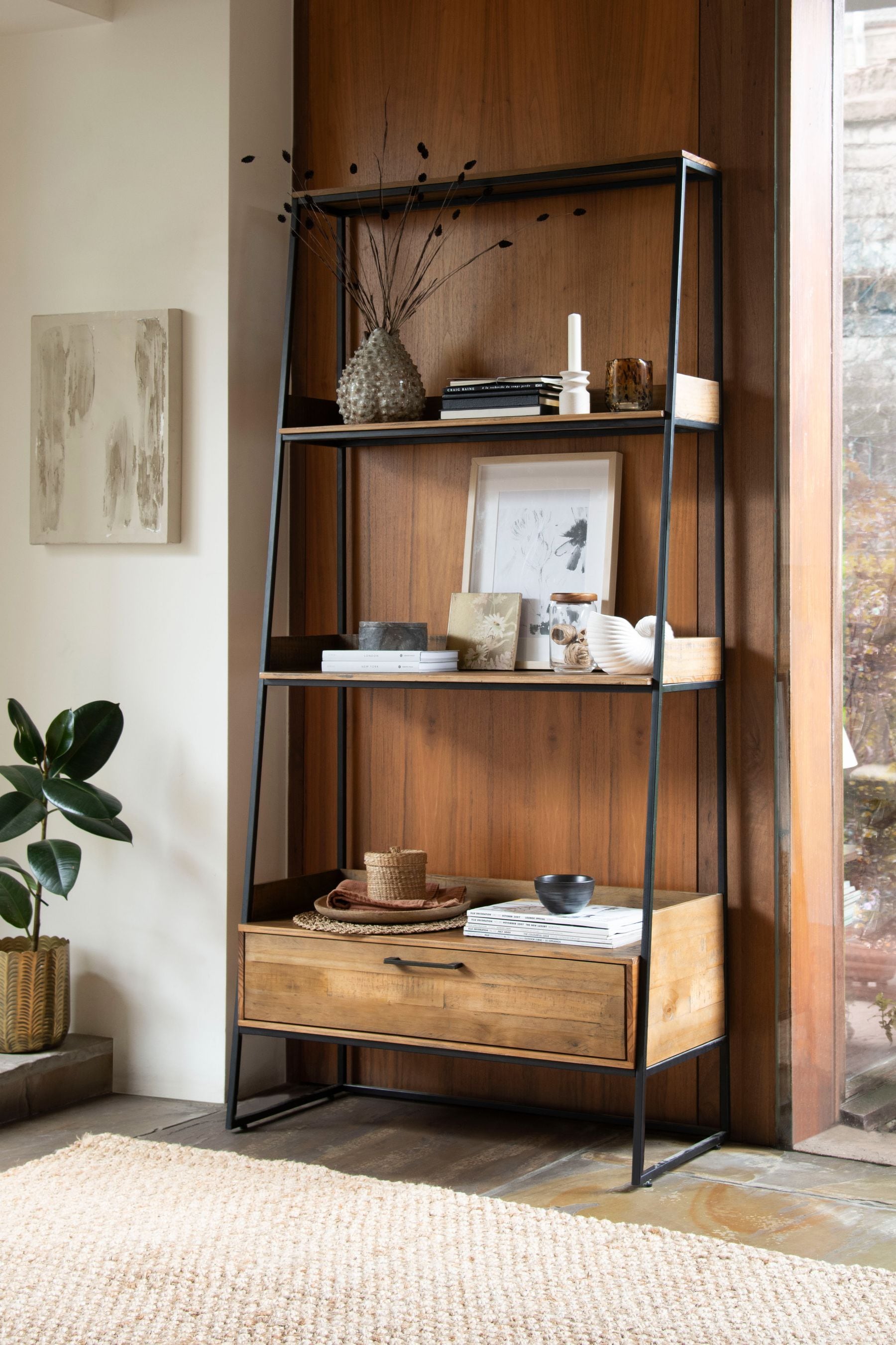 Pine ladder outlet shelf