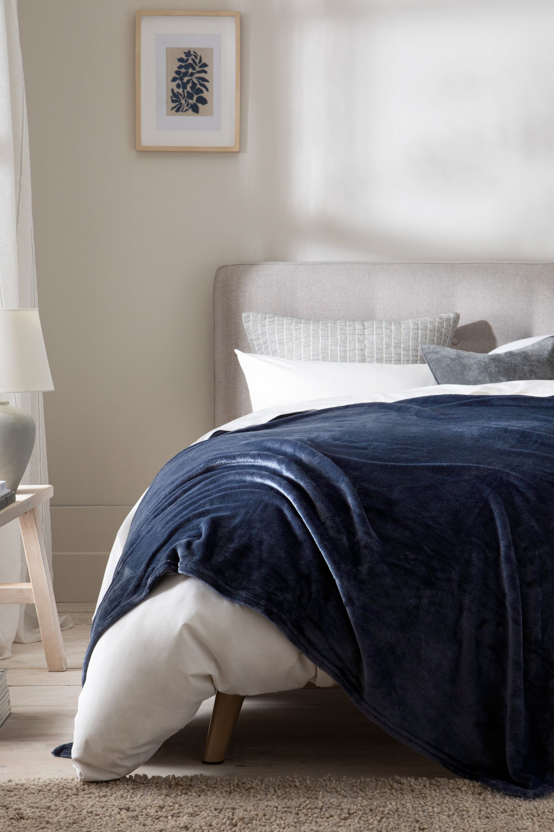 Buy Navy Blue Teddy Plush Fleece Throw from the Next UK online shop
