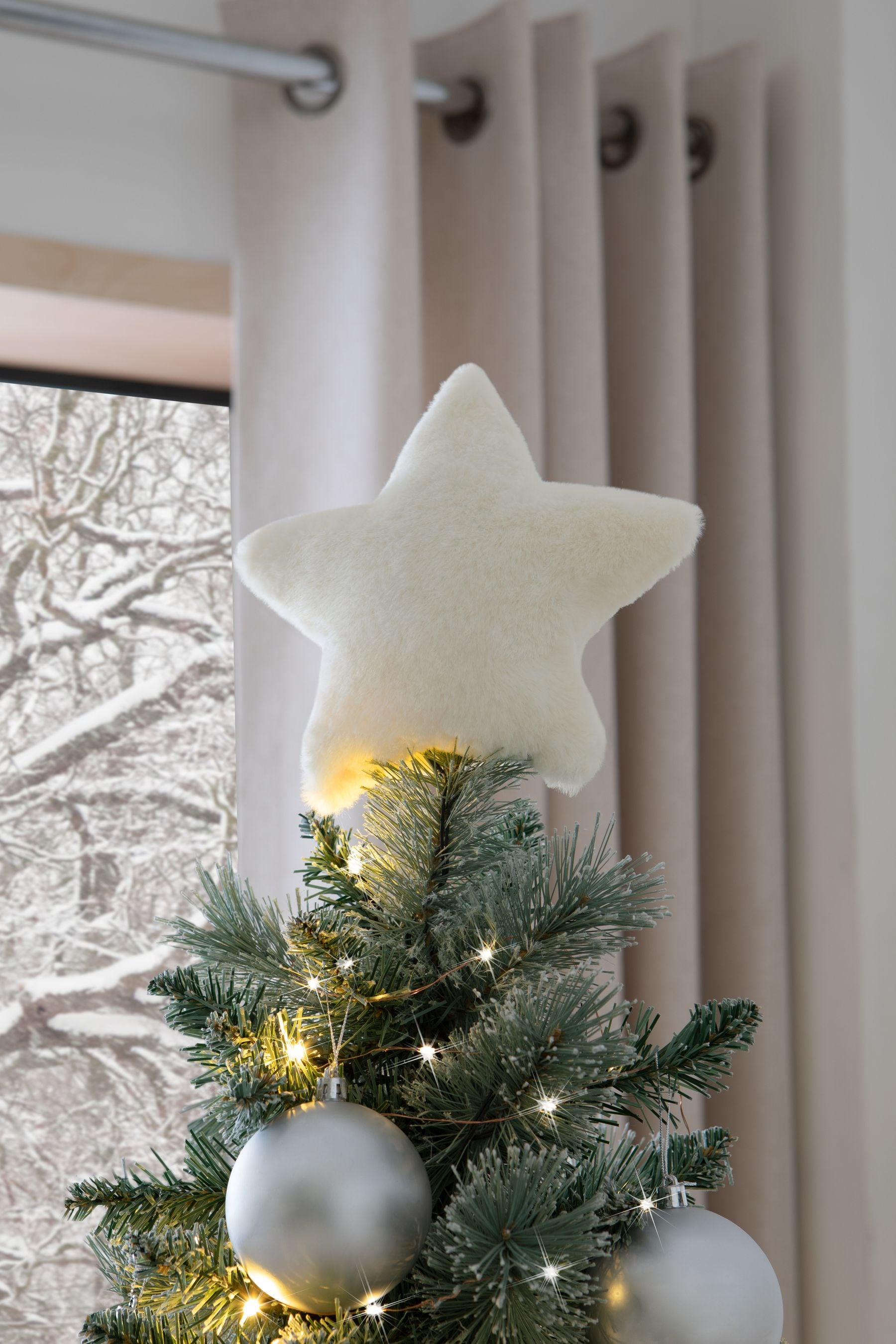 Buy White Faux Fur Star Christmas Tree Topper from the Next UK online shop
