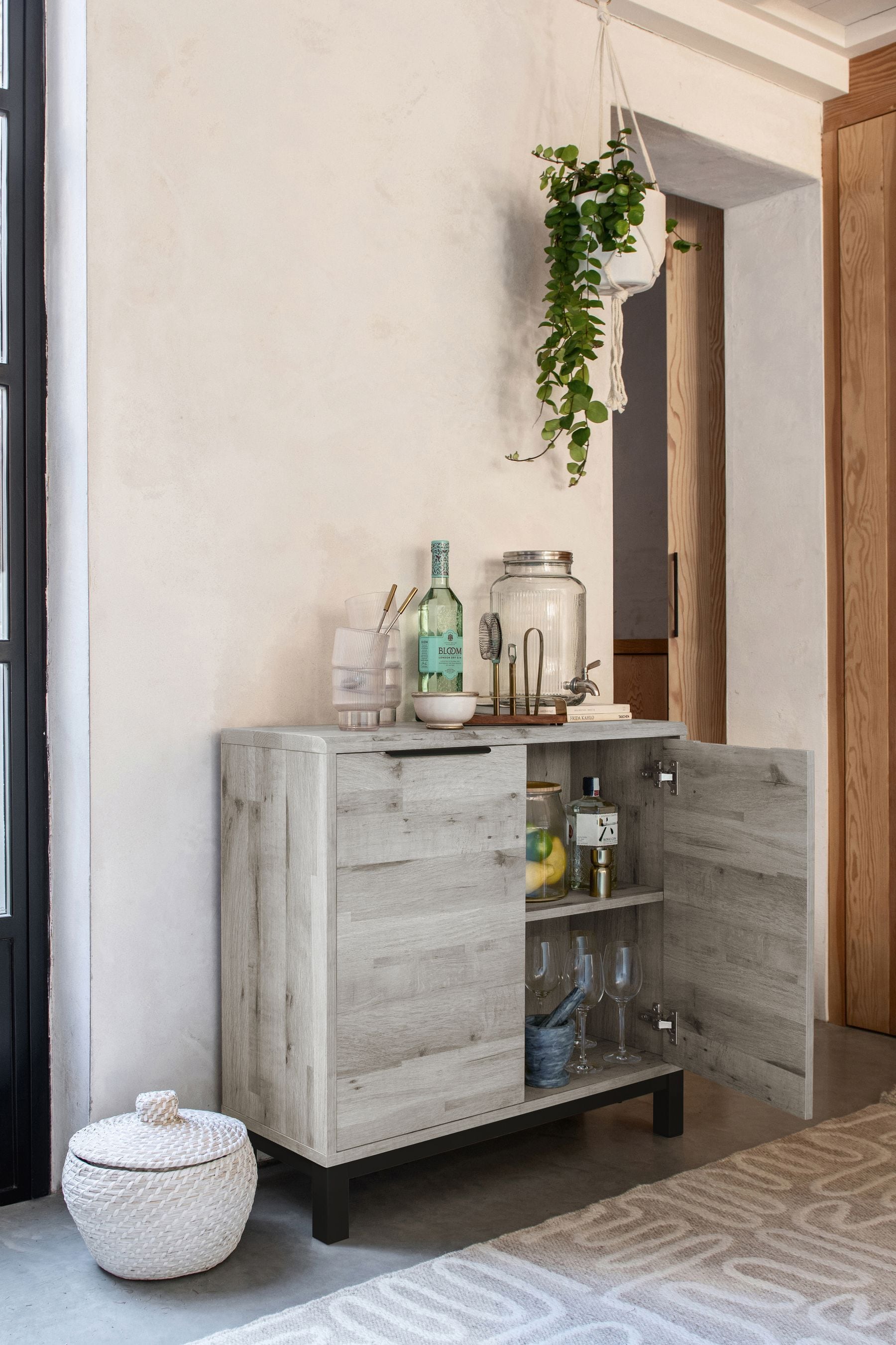 Grey Bronx Oak Effect Space Saving Small Sideboard