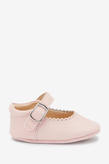 Pink Leather Occasion Mary Jane Baby Shoes top (0-18mths)