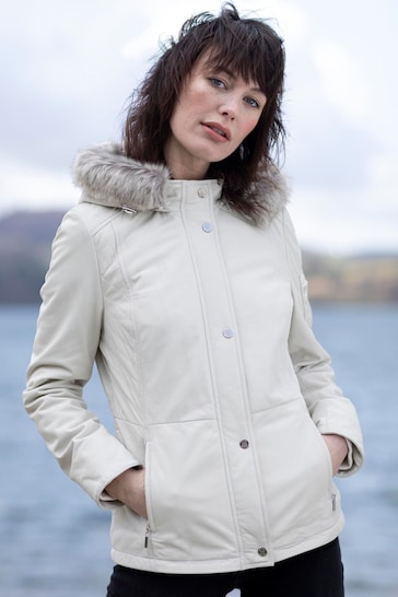 Lakeland Leather Armathwaite Leather Coat In White