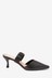 Black Signature Leather Ruched Mules