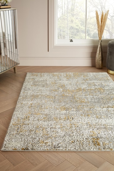 Ochre Yellow Gold Mica Abstract Rug