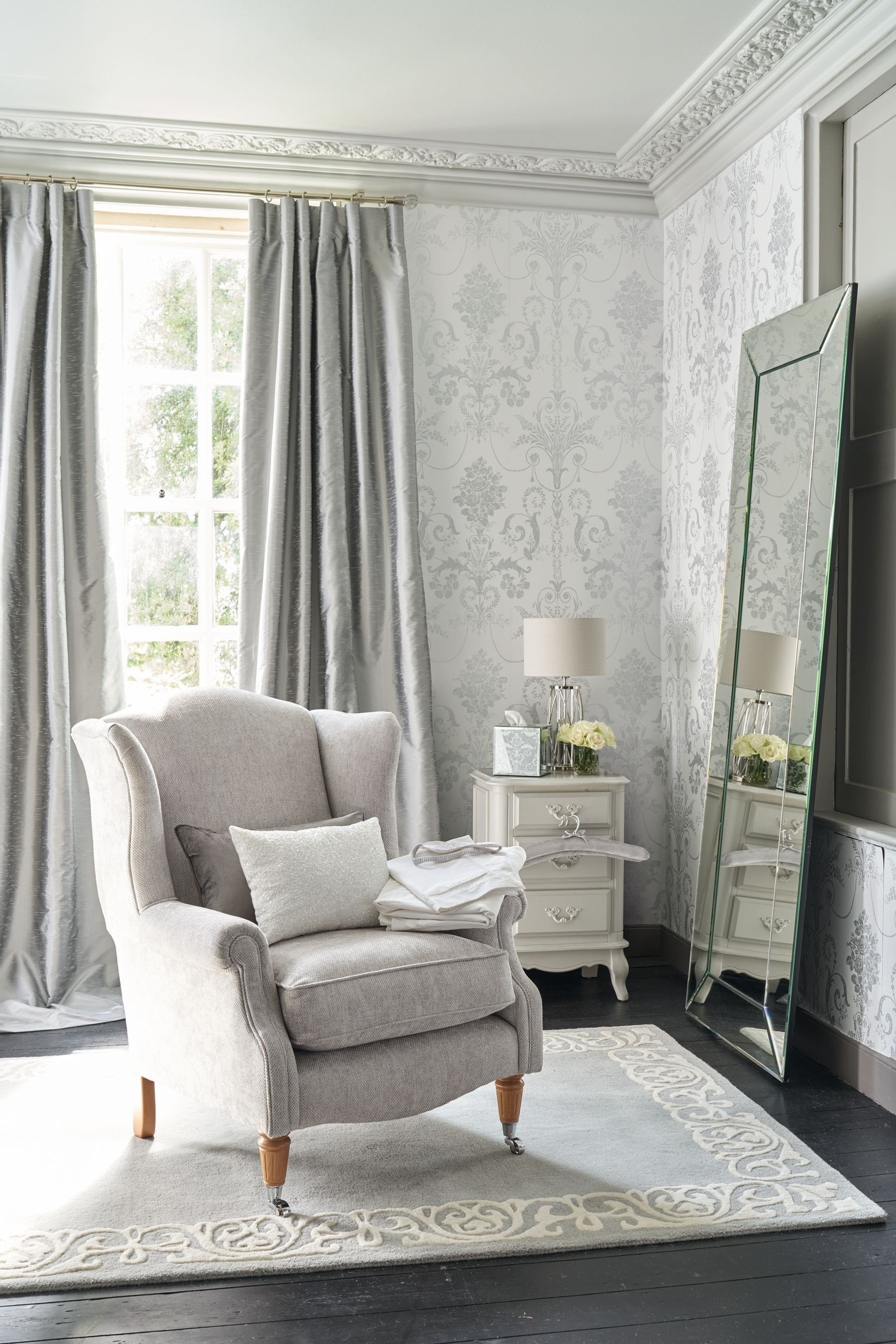 Buy Laura Ashley Silver Josette Wallpaper Wallpaper from the Next UK