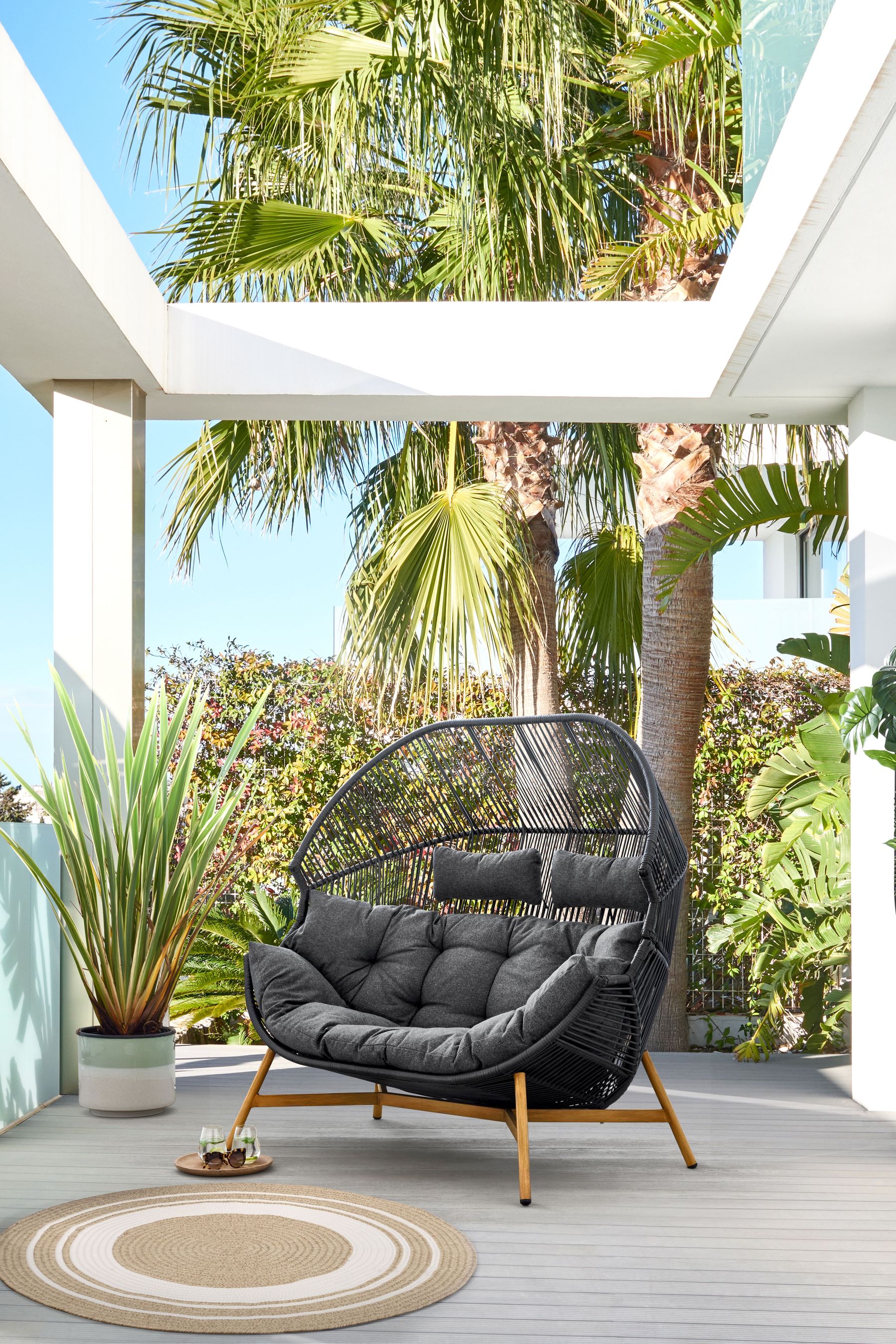 Buy Black Helsinki Garden 2 Seater Egg Chair from the Next UK