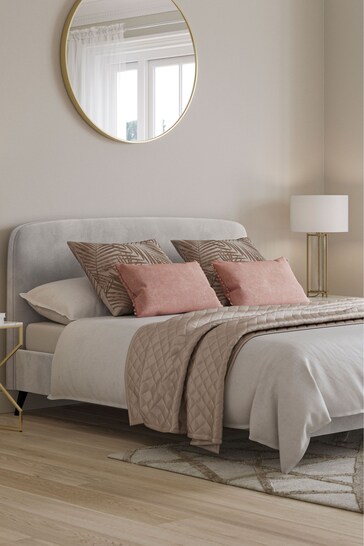 Opulent Velvet Light Grey Matson Upholstered Bed Bed Frame