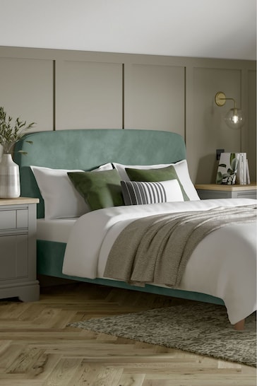 Opulent Velvet Mineral Green Matson Upholstered Bed Frame