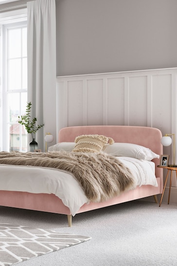 Opulent Velvet Blush Pink Matson Upholstered Bed Bed Frame