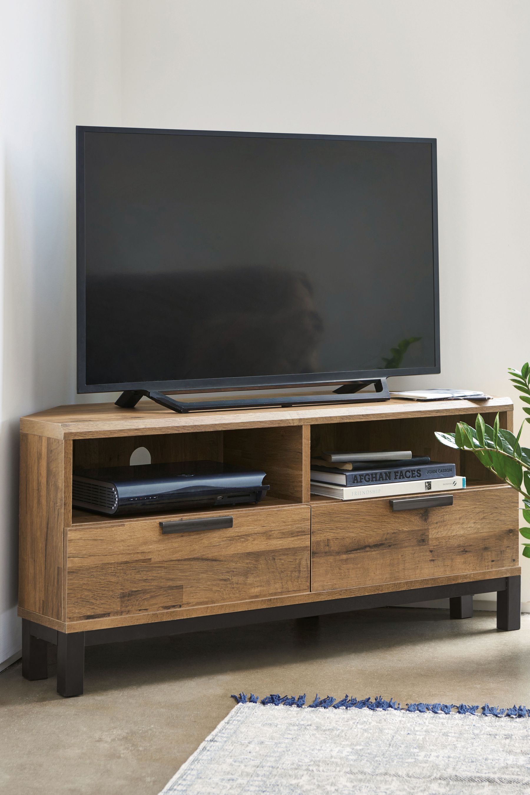 Dark Bronx Up to 46 inch Corner Oak Effect TV Unit