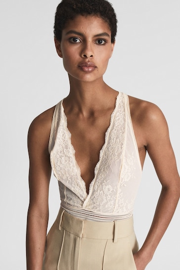 Reiss Ivory Candy Sleeveless Lace Body