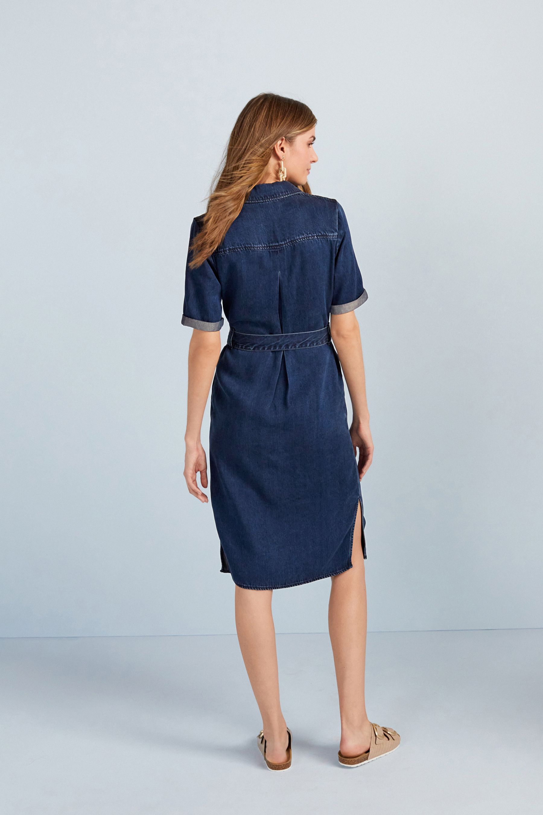 Belted lyocell midi dress on sale