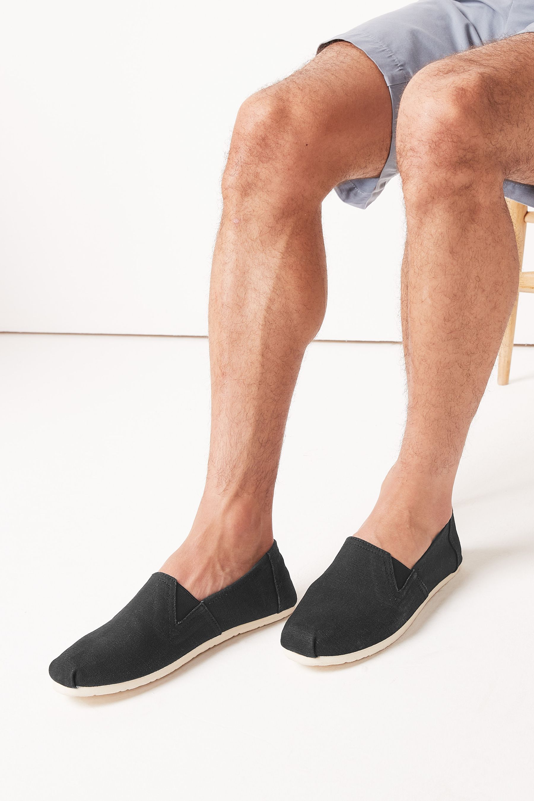 Mens black canvas slip on shoes shop