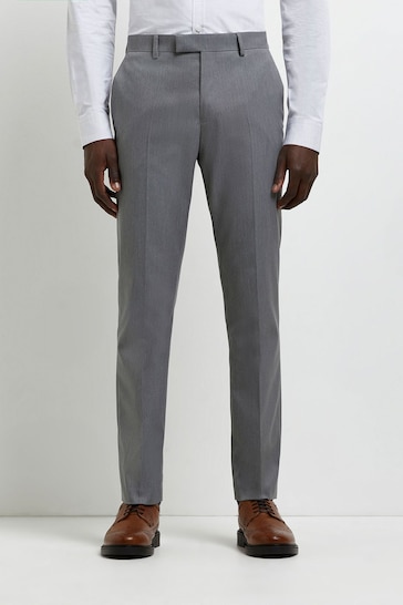 River Island Light Grey Skinny Twill Suit Trousers