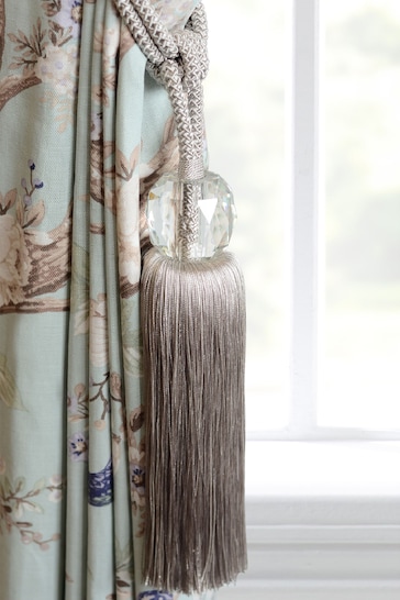 Laura Ashley Dove Grey Loren Glass Tassel Curtain Tieback