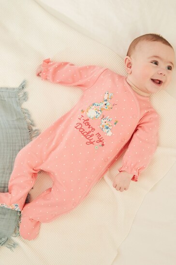 Pink Bunny Daddy Family Sleepsuit (0-2yrs)