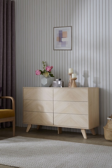 Natural Anderson Oak Effect 6 Drawer Chest of Drawers