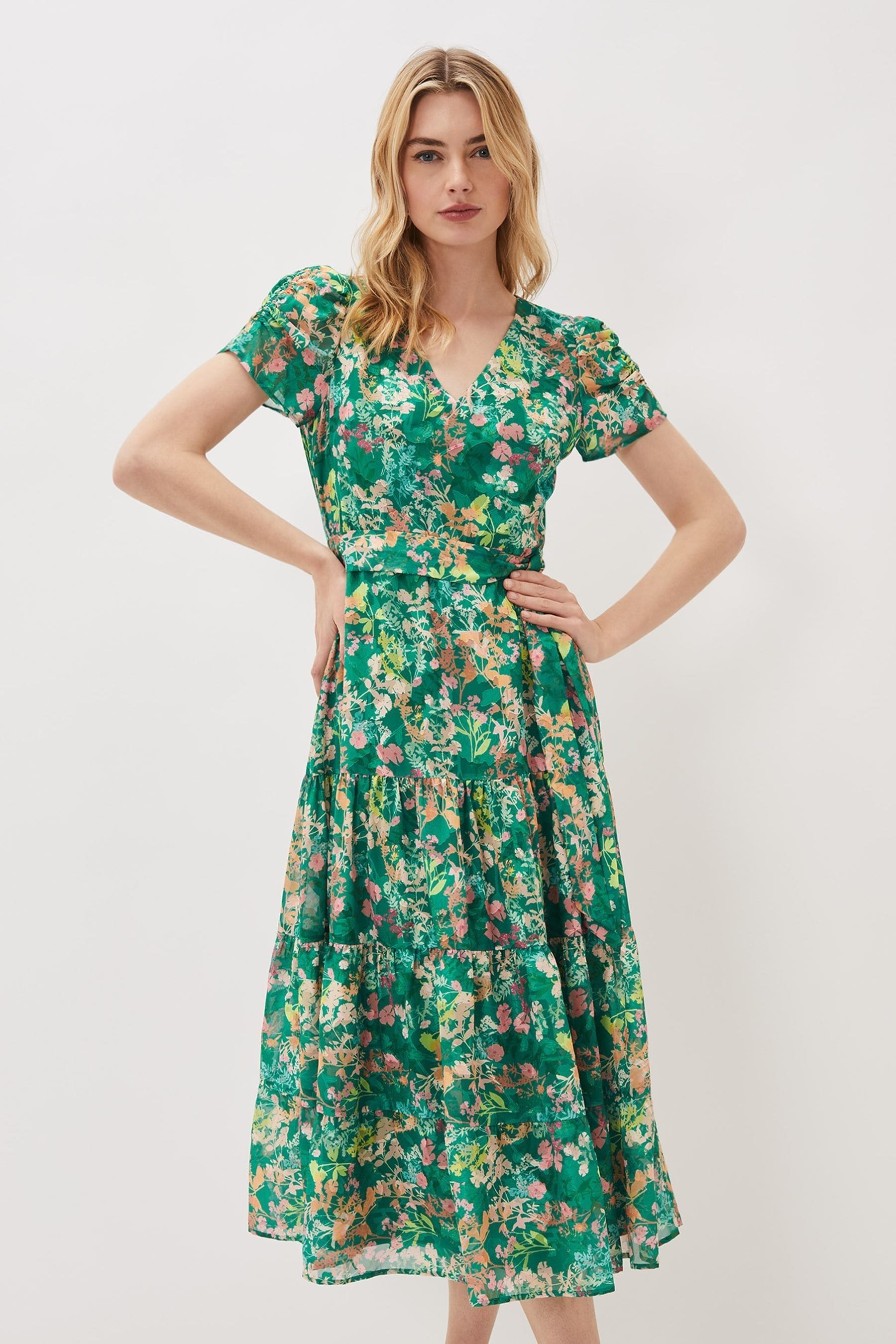 Buy Phase Eight Green Morven Printed Tiered Summer Dress from the Next ...