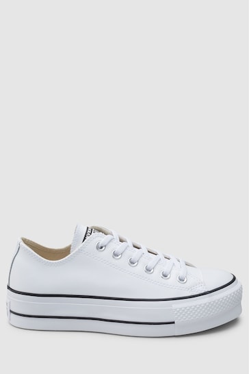 Converse White Platform Lift Chuck Ox Leather Trainers
