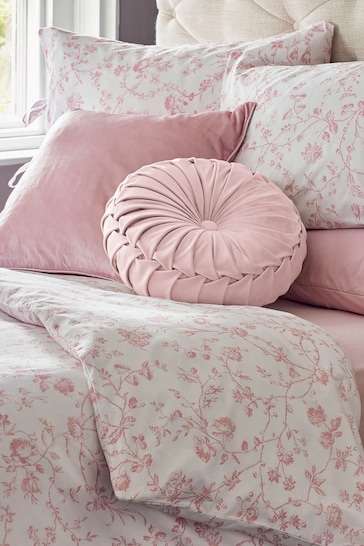 Laura Ashley Blush Pink 200 Thread Count Aria Duvet Cover and Pillowcase Set