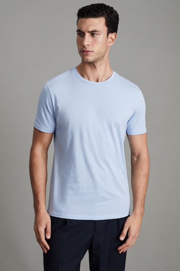 Reiss Soft Blue Bless Cotton Crew Neck T-Shirt