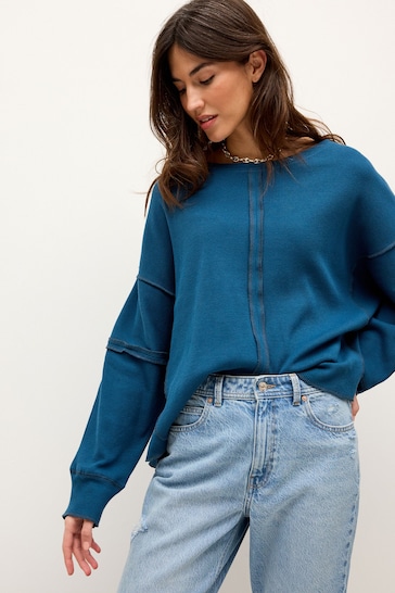 Buy Teal Blue Seam Detail Waffle Top from the Next UK online shop