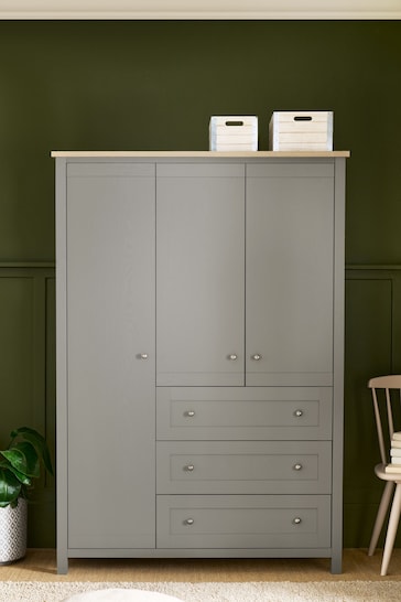 Dove Grey Malvern Paint Effect Triple, 3 drawers Wardrobe