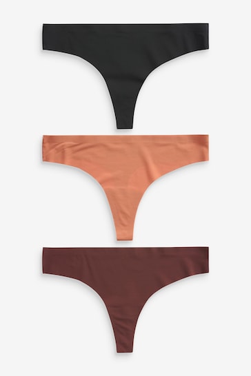 Black/Nude Thong No VPL Knickers 3 Pack