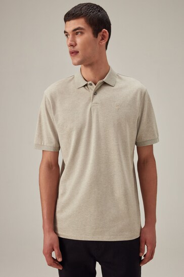 Brown Neutral Marl Pique Polo Shirt