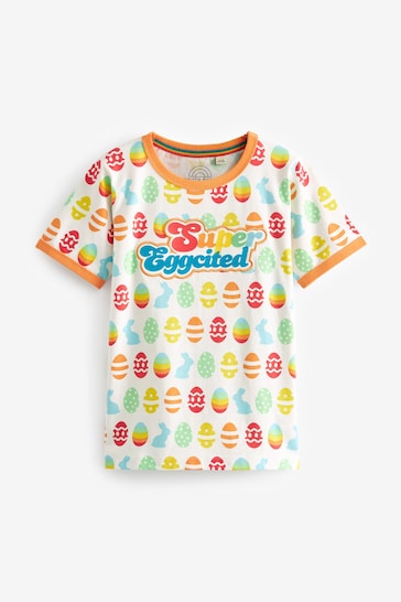 Little Bird by Jools Oliver Ecru Short Sleeve Raglan Super Eggcited Easter T-Shirt