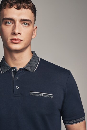 Navy/Silver Smart Collar Polo Shirt